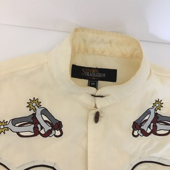 El Señor de los Cielos Cowboy Shirt Embroidered Long Sleeve spurs wooden buttons - Picture 2 of 8